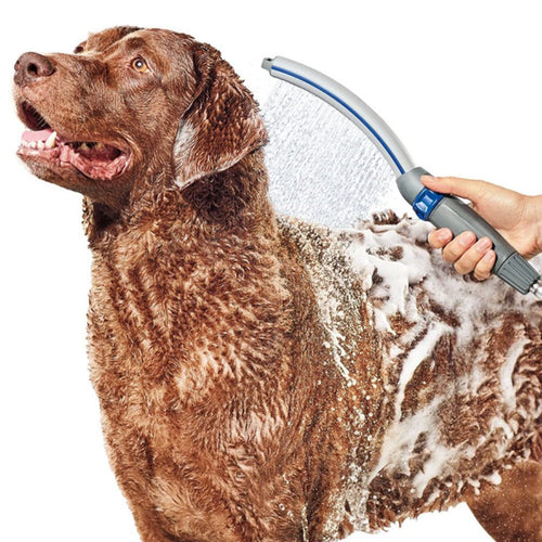 Gray Dog Shower Sprayer Attachment for Quick and Easy at Home Dog Cleaning and Bathing with 8 Foot Flexible Hose