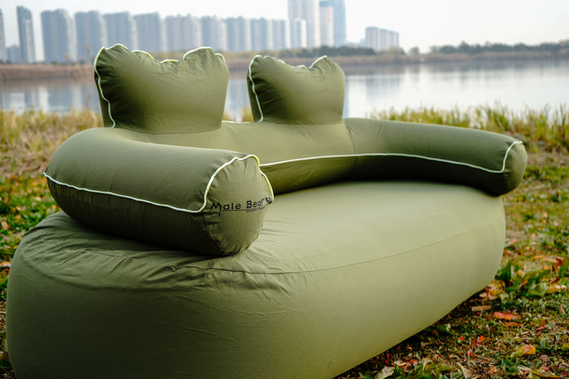 Load image into Gallery viewer, Green Double  Folding Inflatable Sofa
