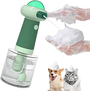 Load image into Gallery viewer, Green Upgrade Automatic Bubble Dispenser and Yellow Pet Bath Brush Combo for Dog and Cat Bathing,Deep Cleaning Pet Fur
