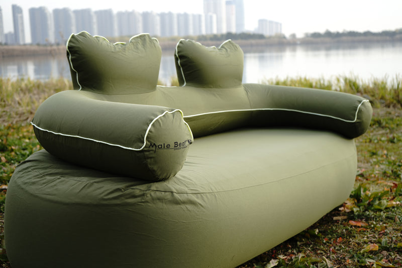 Load image into Gallery viewer, Green Double  Folding Inflatable Sofa
