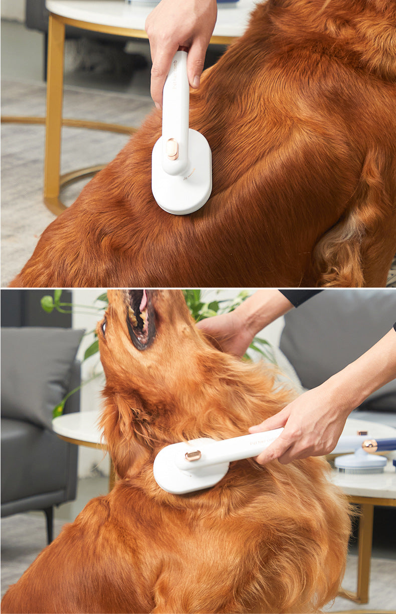 Load image into Gallery viewer, White Pet Remove Floating Hair with Release Button Brush and Purple Flea Anti Lice Comb Combo for Dog and Cat Shedding Hair Fur
