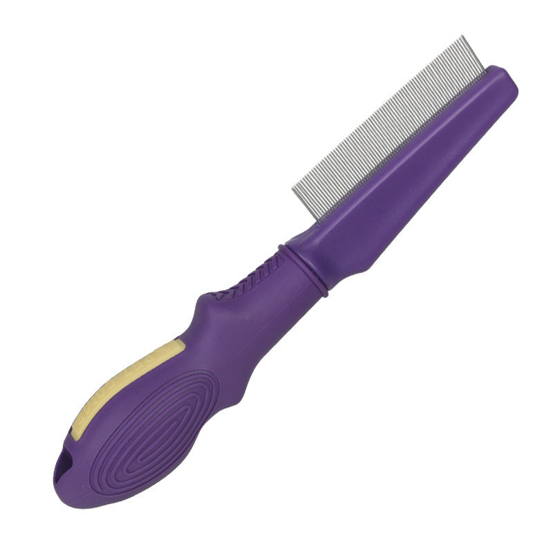 Load image into Gallery viewer, White Pet Remove Floating Hair with Release Button Brush and Purple Flea Anti Lice Comb Combo for Dog and Cat Shedding Hair Fur
