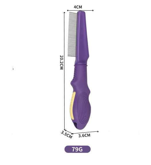 Load image into Gallery viewer, White Pet Remove Floating Hair with Release Button Brush and Purple Flea Anti Lice Comb Combo for Dog and Cat Shedding Hair Fur
